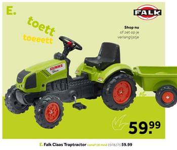 Aanbiedingen Falk claas traptractor - Falk - Geldig van 14/10/2019 tot 08/12/2019 bij Intertoys