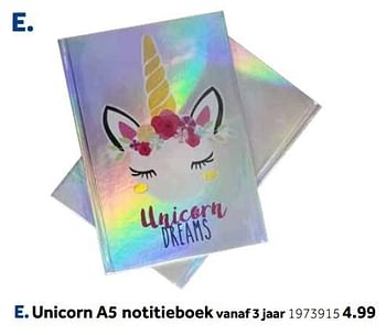 Aanbiedingen Unicorn a5 notitieboek - Creative - Geldig van 14/10/2019 tot 08/12/2019 bij Intertoys