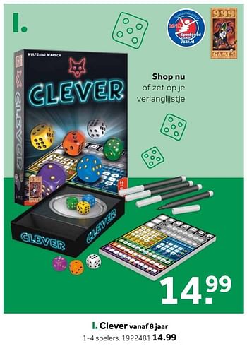 Aanbiedingen Clever - 999games - Geldig van 14/10/2019 tot 08/12/2019 bij Intertoys