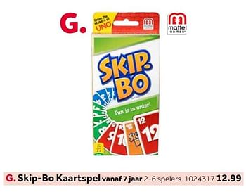 Aanbiedingen Skip-bo kaartspel - Mattel - Geldig van 14/10/2019 tot 08/12/2019 bij Intertoys