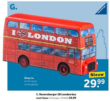 Aanbiedingen Ravensburger 3d london bus - Ravensburger - Geldig van 14/10/2019 tot 08/12/2019 bij Intertoys