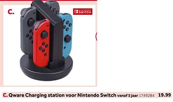 Aanbiedingen Qware charging station voor nintendo switch - Nintendo - Geldig van 14/10/2019 tot 08/12/2019 bij Intertoys