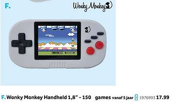 Aanbiedingen Wonky monkey handheld 1,8 - 150 games - WONKY MONKY - Geldig van 14/10/2019 tot 08/12/2019 bij Intertoys