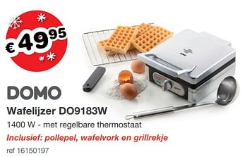 Aanbiedingen Domo wafelijzer do9183w - Domo elektro - Geldig van 22/11/2019 tot 25/11/2019 bij Europoint