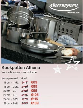 Aanbiedingen Kookpotten athena kookpan met deksel - Demeyere - Geldig van 22/11/2019 tot 25/11/2019 bij Europoint