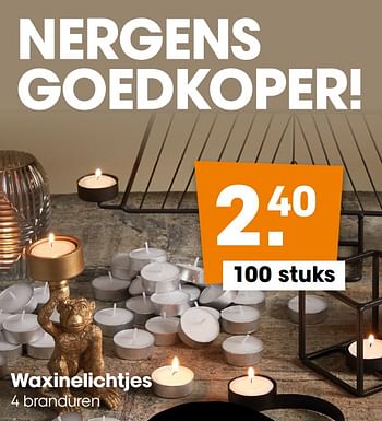 Aanbiedingen Waxinelichtjes - Huismerk - Kwantum - Geldig van 25/11/2019 tot 01/12/2019 bij Kwantum