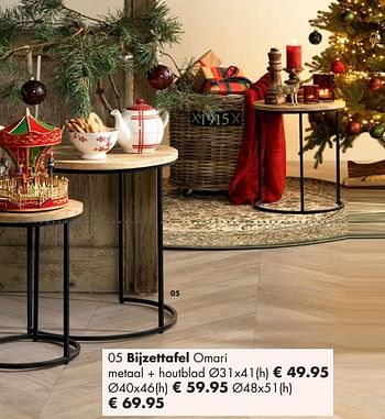 Aanbiedingen Bijzettafel omari metaal + houtblad - Huismerk - Europoint - Geldig van 18/11/2019 tot 20/12/2019 bij Europoint
