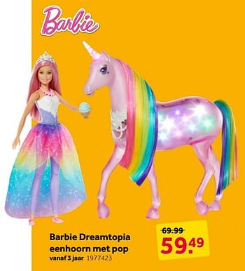 Aanbiedingen Barbie dreamtopia eenhoorn met pop - Mattel - Geldig van 25/11/2019 tot 08/12/2019 bij Intertoys