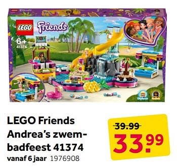 Aanbiedingen Lego friends andrea`s zwembadfeest 41374 - Lego - Geldig van 25/11/2019 tot 08/12/2019 bij Intertoys