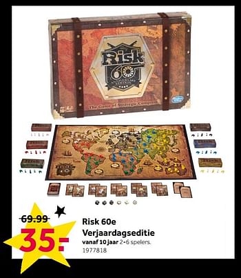Aanbiedingen Risk 60e verjaardagseditie - Hasbro - Geldig van 25/11/2019 tot 08/12/2019 bij Intertoys