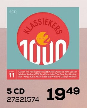 Aanbiedingen Radio 2 1000 klassiekers 5cd 2019 volume 11 - Huismerk - Supra Bazar - Geldig van 03/12/2019 tot 07/01/2020 bij Supra Bazar