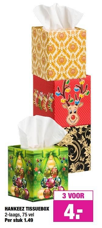 Aanbiedingen Hankeez tissuebox - Huismerk - Big Bazar - Geldig van 02/12/2019 tot 15/12/2019 bij Big Bazar