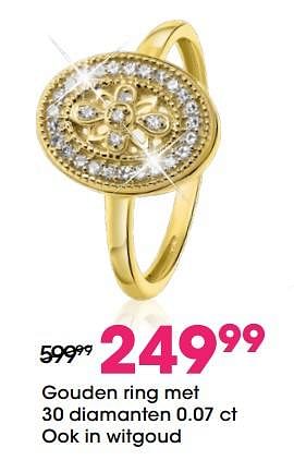 Aanbiedingen Gouden ring met 30 diamanten 0.07 ct ook in witgoud - Huismerk - Lucardi - Geldig van 01/12/2019 tot 31/12/2019 bij Lucardi