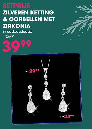 Aanbiedingen Zilveren ketting + oorbellen met zirkonia - Huismerk - Lucardi - Geldig van 01/12/2019 tot 31/12/2019 bij Lucardi