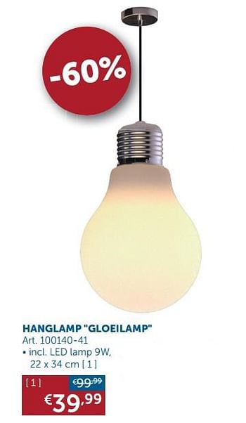 Aanbiedingen Hanglamp gloeilamp - Geldig van 27/12/2019 tot 27/01/2020 bij Zelfbouwmarkt