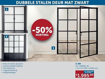 Aanbiedingen Dubbele stalen deur mat zwart 8wx - Geldig van 27/12/2019 tot 27/01/2020 bij Zelfbouwmarkt