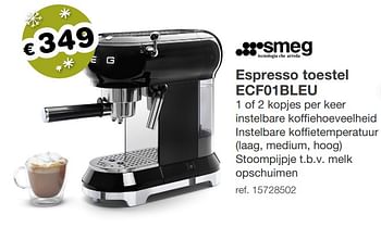 Aanbiedingen Smeg espresso toestel ecf01bleu - Smeg - Geldig van 09/12/2019 tot 31/12/2019 bij Europoint