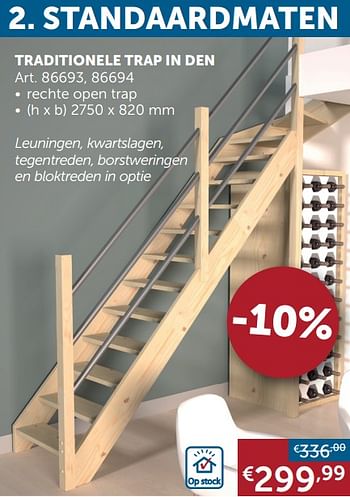 Aanbiedingen Trappen standaarmaten traditionele trap in den - Geldig van 27/12/2019 tot 27/01/2020 bij Zelfbouwmarkt