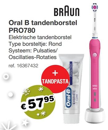 Aanbiedingen Braun oral b tandenborstel pro780 - Braun - Geldig van 09/12/2019 tot 31/12/2019 bij Europoint