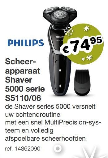 Aanbiedingen Philips scheerapparaat shaver 5000 serie s5110-06 - Philips - Geldig van 09/12/2019 tot 31/12/2019 bij Europoint