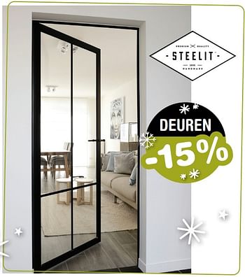 Aanbiedingen Steelit deuren -15% - Steelit - Geldig van 09/12/2019 tot 31/12/2019 bij Europoint
