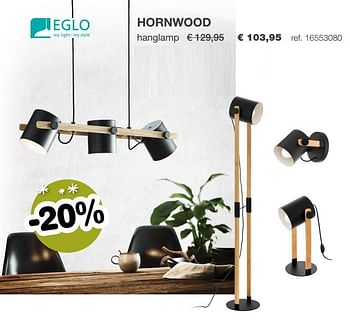 Aanbiedingen Eglo hornwood hanglamp - Eglo - Geldig van 09/12/2019 tot 31/12/2019 bij Europoint