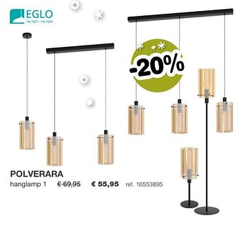 Aanbiedingen Eglo polverara hanglamp 1 - Eglo - Geldig van 09/12/2019 tot 31/12/2019 bij Europoint