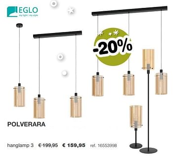 Aanbiedingen Eglo polverara hanglamp 3 - Eglo - Geldig van 09/12/2019 tot 31/12/2019 bij Europoint