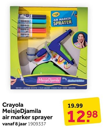 Aanbiedingen Crayola meisjedjamila air marker sprayer - Crayola - Geldig van 31/12/2019 tot 12/01/2020 bij Intertoys
