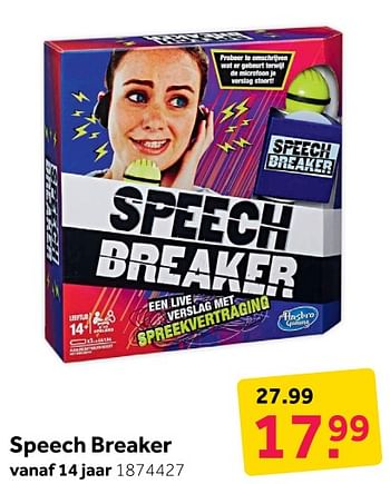 Aanbiedingen Speech breaker - Hasbro - Geldig van 31/12/2019 tot 12/01/2020 bij Intertoys