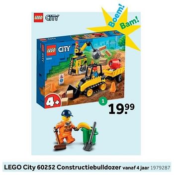 Aanbiedingen Lego city 60252 constructiebulldozer - Lego - Geldig van 31/12/2019 tot 12/01/2020 bij Intertoys
