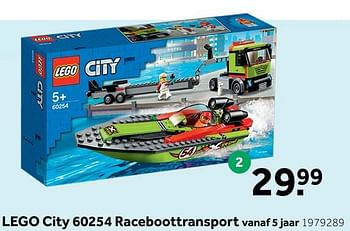 Aanbiedingen Lego city 60254 raceboottransport - Lego - Geldig van 31/12/2019 tot 12/01/2020 bij Intertoys