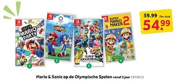 Aanbiedingen Mario + sonic op de olympische spelen - Nintendo - Geldig van 31/12/2019 tot 12/01/2020 bij Intertoys