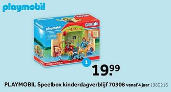 Aanbiedingen Playmobil speelbox kinderdagverblijf 70308 - Playmobil - Geldig van 31/12/2019 tot 12/01/2020 bij Intertoys