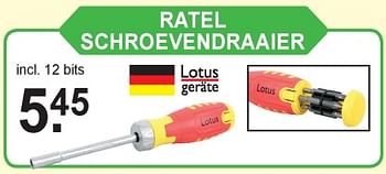 Aanbiedingen Ratel schroevendraaier - Lotus Geräte - Geldig van 30/12/2019 tot 18/01/2020 bij Van Cranenbroek