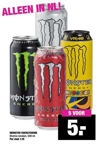 Aanbiedingen Monster energydrink - Monster - Geldig van 13/01/2020 tot 26/01/2020 bij Big Bazar