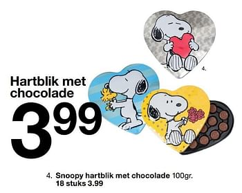 Aanbiedingen Snoopy hartblik met chocolade - Huismerk - Zeeman  - Geldig van 11/01/2020 tot 17/01/2020 bij Zeeman