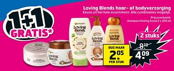 Aanbiedingen Loving blends haar- of bodyverzorging - Garnier - Geldig van 07/01/2020 tot 19/01/2020 bij Trekpleister