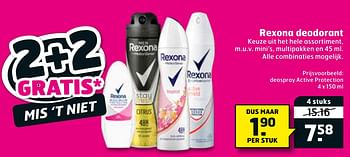 Aanbiedingen Rexona deodorant - Rexona - Geldig van 07/01/2020 tot 19/01/2020 bij Trekpleister