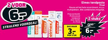 Aanbiedingen Elmex tandpasta professional tandpasta anti-cariës - Elmex - Geldig van 07/01/2020 tot 19/01/2020 bij Trekpleister