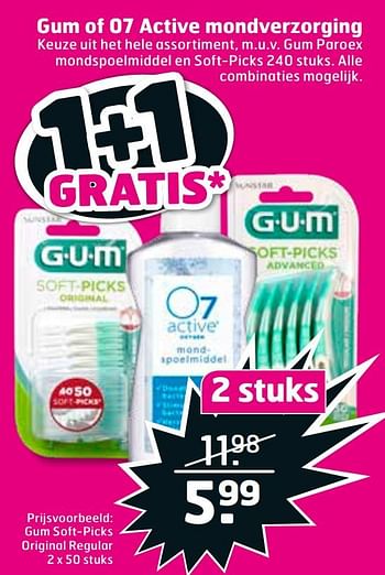 Aanbiedingen Gum of 07 active mondverzorging gum soft-picks original regular - GUM - Geldig van 07/01/2020 tot 19/01/2020 bij Trekpleister