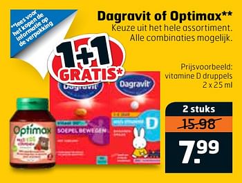 Aanbiedingen Dagravit of optimax vitamine d druppels - Huismerk - Trekpleister - Geldig van 07/01/2020 tot 19/01/2020 bij Trekpleister