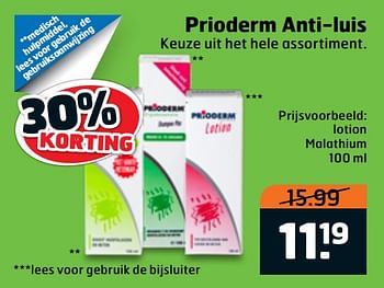 Aanbiedingen Prioderm anti-luis lotion malathium - Huismerk - Trekpleister - Geldig van 07/01/2020 tot 19/01/2020 bij Trekpleister