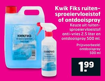 Aanbiedingen Kwik fiks ruitensproeiervloeistof of ontdooispray - Huismerk - Trekpleister - Geldig van 07/01/2020 tot 19/01/2020 bij Trekpleister