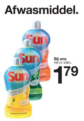Aanbiedingen Afwasmiddel - Sun - Geldig van 18/01/2020 tot 24/01/2020 bij Zeeman
