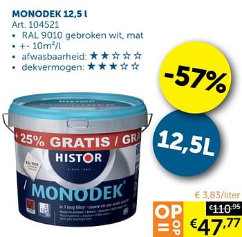 Aanbiedingen Monodek - Histor - Geldig van 28/01/2020 tot 02/03/2020 bij Zelfbouwmarkt