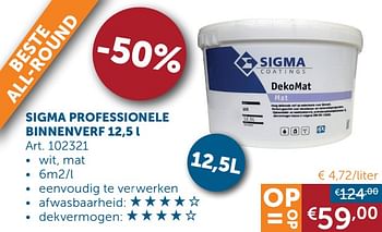 Aanbiedingen Sigma professionele binnenverf - Sigma - Geldig van 28/01/2020 tot 02/03/2020 bij Zelfbouwmarkt