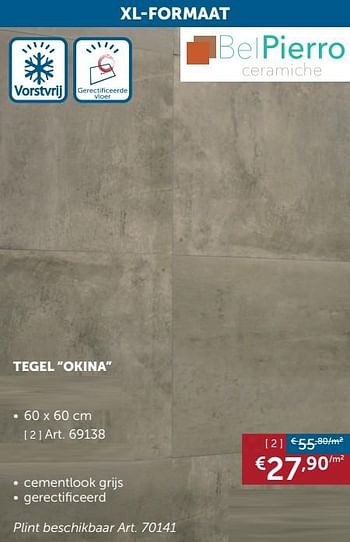 Aanbiedingen Tegel okina cementlook grijs - BelPiero - Geldig van 28/01/2020 tot 02/03/2020 bij Zelfbouwmarkt
