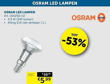 Aanbiedingen Osram led lampen fitting e14 niet dimbaar - Osram - Geldig van 28/01/2020 tot 02/03/2020 bij Zelfbouwmarkt