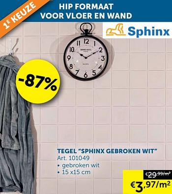 Aanbiedingen Tegel sphinx gebroken wit - Sphinx - Geldig van 28/01/2020 tot 02/03/2020 bij Zelfbouwmarkt